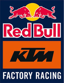 Logo red bull e ktm factory racing su sfondo blu scuro collezione red bull ktm factory racing