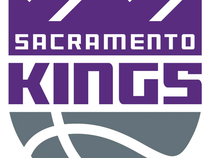 Logo dei sacramento kings in viola e grigio con corona sopra il nome della squadra in una collezione sacramento kings