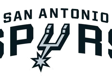Logo san antonio spurs con emblema stilizzato bianco e nero e design a stella esplosiva in collezione san antonio spurs