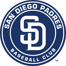 Logo circolare blu con le iniziali bianche sd del san diego padres nella collezione san diego