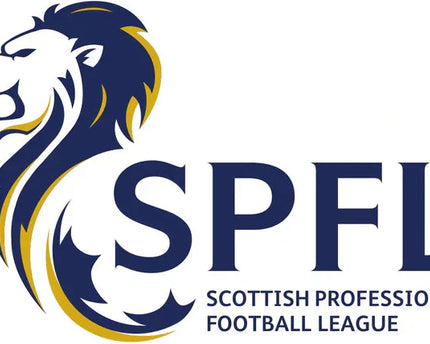 Il logo della Scottish Premiership presenta un leone stilizzato blu navy e oro con lettere spfl in grassetto.