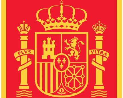 L’emblema ufficiale della nazionale spagnola di calcio con scudo rosso dettagli dorati e stella dorata nella collezione spagna