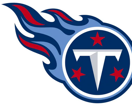 Logo tennessee titans con fiamma blu e rossa e tre stelle rosse intorno a una t bianca su cerchio blu navy