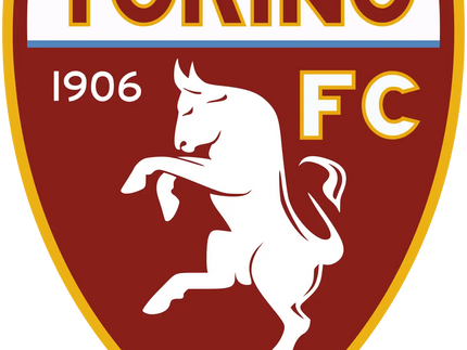 L’emblema ufficiale del torino fc con un cavallo bianco rampante su scudo granata con bordo dorato e nome del club.