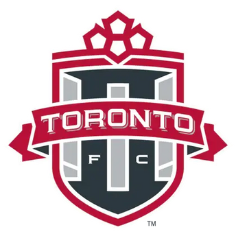 Lo stemma del toronto fc presenta un design a scudo con colori rosso bianco e grigio scuro nella collezione toronto fc