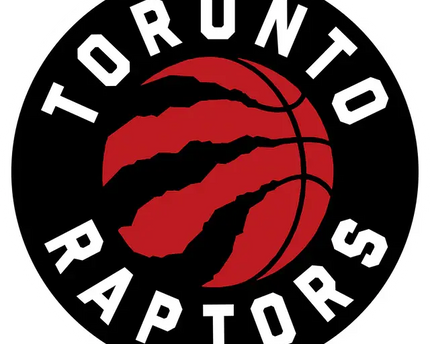 Pallone da basket rosso con design artiglio nero e scritta toronto raptors bianca su sfondo nero collezione toronto raptors
