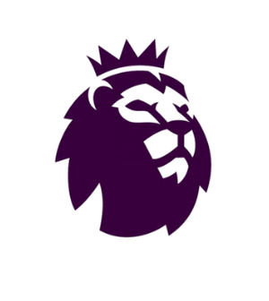 Logo leone viola con corona bordi neri spessi e riempimento pieno in collezione tutti i prodotti premier league