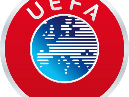 Logo uefa con anello esterno rosso e globo blu stilizzato per la collezione uefa europa