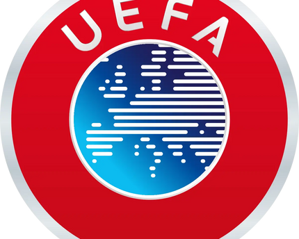 Logo uefa con anello esterno rosso e globo blu stilizzato per la collezione uefa europa