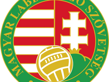 L’emblema ungheria presenta un design circolare con strisce rosse e bianche, croce bianca su fondo rosso e pallone dorato