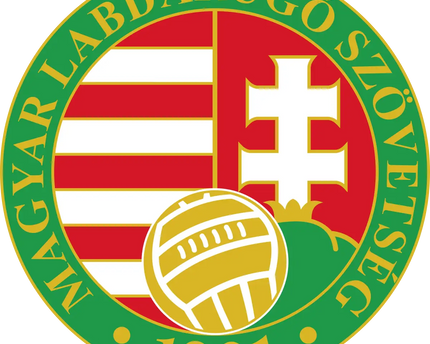 L’emblema ungheria presenta un design circolare con strisce rosse e bianche, croce bianca su fondo rosso e pallone dorato