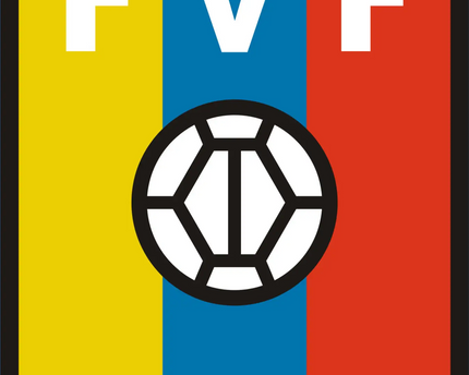 L’emblema del venezuelan con scudo a strisce verticali giallo blu rosso e la palla da calcio con lettere bianche fvf.