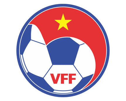 Emblema della federazione calcistica vietnamita con pallone rosso bianco e blu sormontato da stella gialla sulla mezzaluna rossa