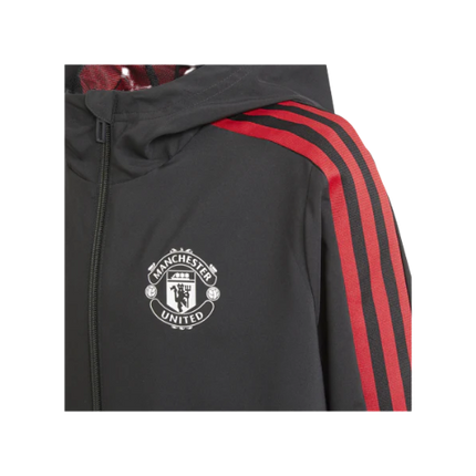 GIACCA CON CAPPUCCIO A ZIP NERA-ROSSA MANCHESTER UNITED 2021/22