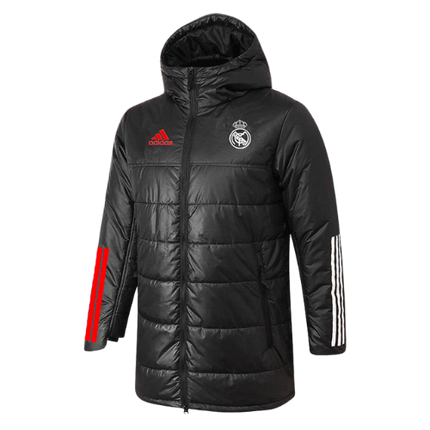 GIUBBOTTO INVERNALE CON CAPPUCCIO E ZIP NERO REAL MADRID 2021