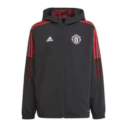 GIACCA CON CAPPUCCIO A ZIP NERA-ROSSA MANCHESTER UNITED 2021/22