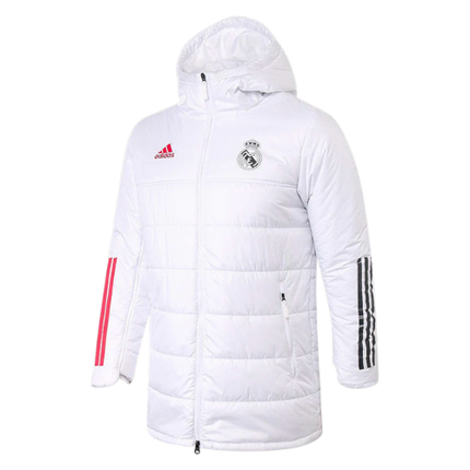 GIUBBOTTO INVERNALE CON CAPPUCCIO E ZIP BIANCO REAL MADRID 2021