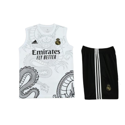KIT MAGLIA SMANICATA + PANTALONCINI ALLENAMENTO REAL MADRID 2023/24 BIANCO
