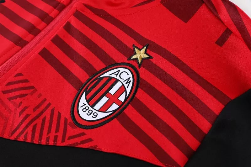 Kit Giacca a Zip + Tuta Milan Rossa/Nera 2022/23