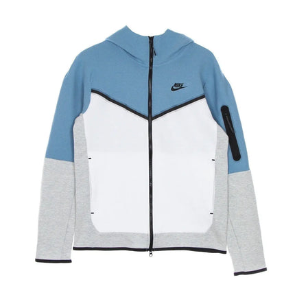 Felpa con cappuccio nike tech fleece azzurro bianco e grigio con cerniere nere design replica 2021 22