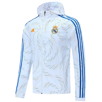 REAL MADRID WHITE HOODED JACKET 2021