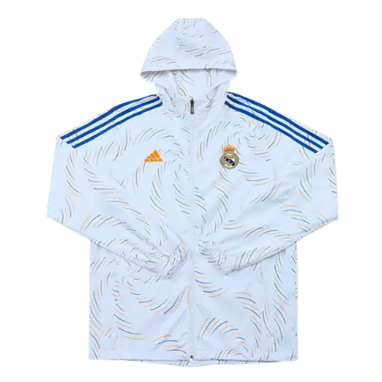 REAL MADRID WHITE HOODED JACKET 2021