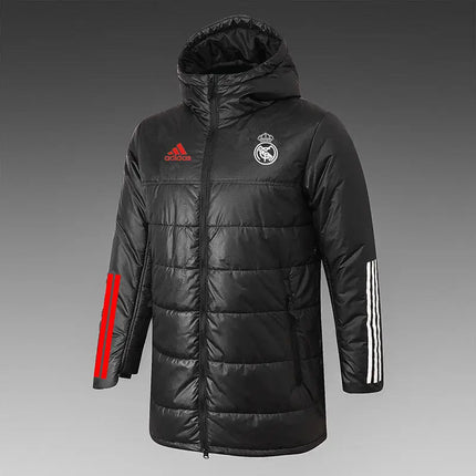 Black Real Madrid 2021/22 Winter Jacket with Hood and Zip