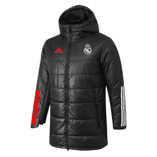 BLACK REAL MADRID 2021 WINTER JACKET WITH HOOD AND ZIP