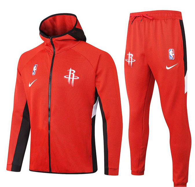 Kit Giacca a Zip con Cappuccio Rossa + Tuta NBA Houston Rockets 2021/22
