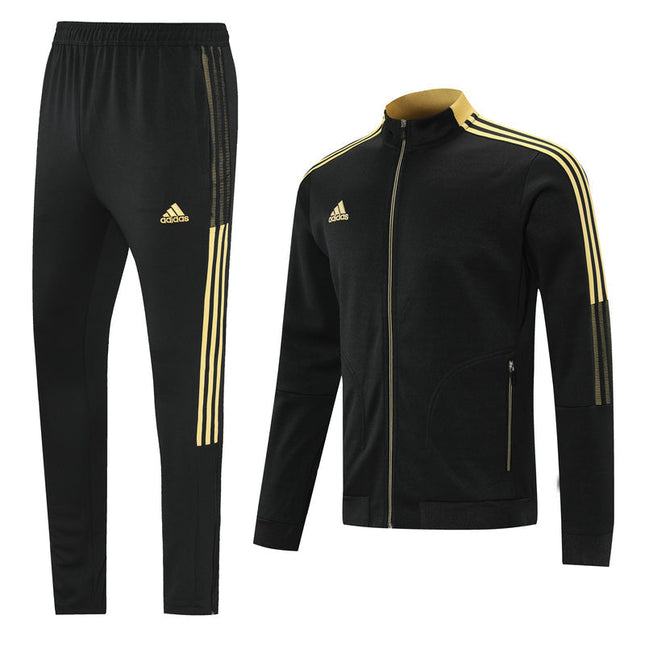 Kit Giacca a Zip + Tuta Adidas Nero/Gialla REPLICA