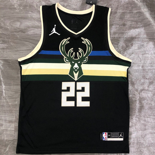 Maglia NBA con Logo a Striscia Nera Milwaukee Buks 2021/22
