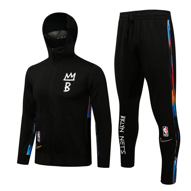 Kit NBA Felpa + Tuta Nera Brooklyn Nets 2021/22