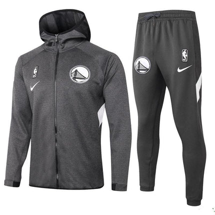 Kit Giacca a Zip con Cappuccio + Tuta NBA Grigia Warriors 2021/22