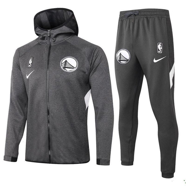 Kit Giacca a Zip con Cappuccio + Tuta NBA Grigia Warriors 2021/22