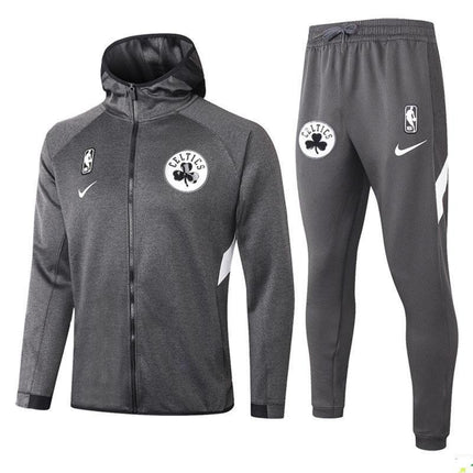 Kit Giacca a Zip con Cappuccio+Tuta NBA Grigia Celtics 2021/22