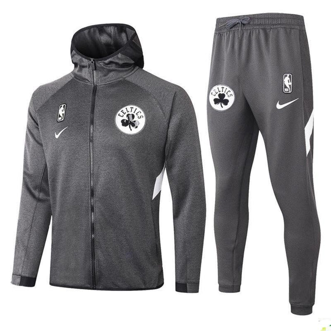 Kit Giacca a Zip con Cappuccio+Tuta NBA Grigia Celtics 2021/22