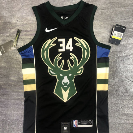 Maglia NBA con Logo Nera Milwaukee Buks 2021/22