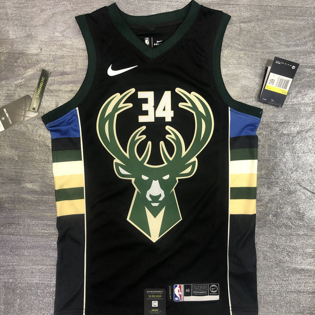 Maglia NBA con Logo Nera Milwaukee Buks 2021/22