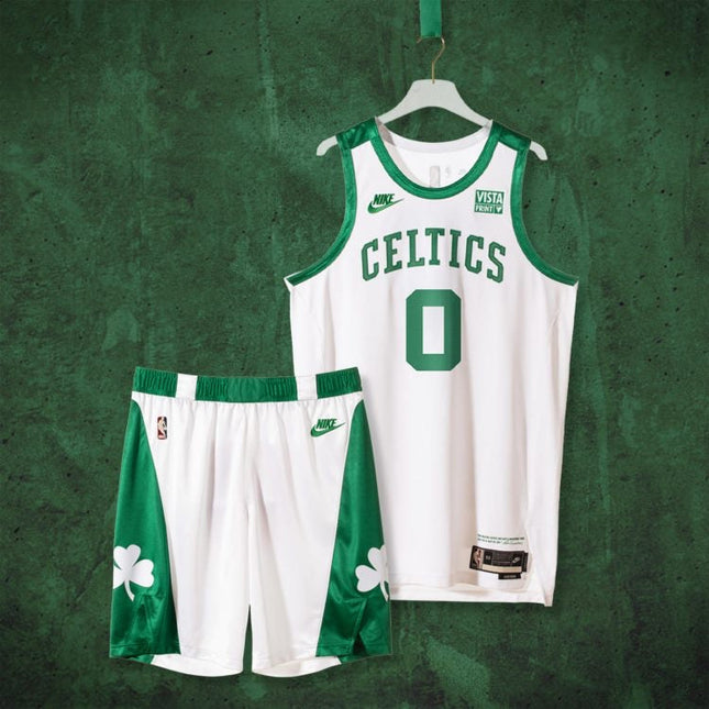 Kit NBA Maglia + Pantaloncini Boston Celtics Bianca City Edition 2021/22