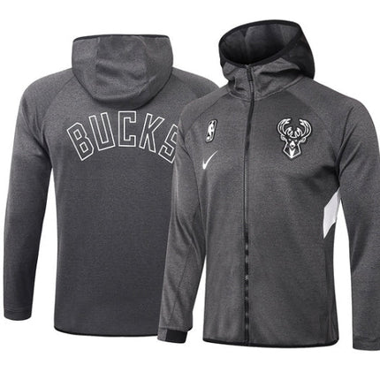 Giacca a Zip con Cappuccio NBA Grigia Milwaukee Bucks 2021/22