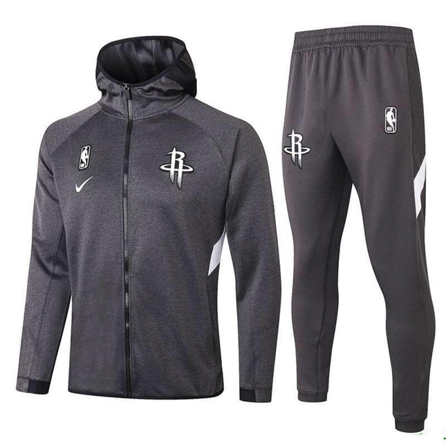 Kit Giacca a Zip con Cappuccio Grigia + Tuta NBA Houston Rockets 2021/22