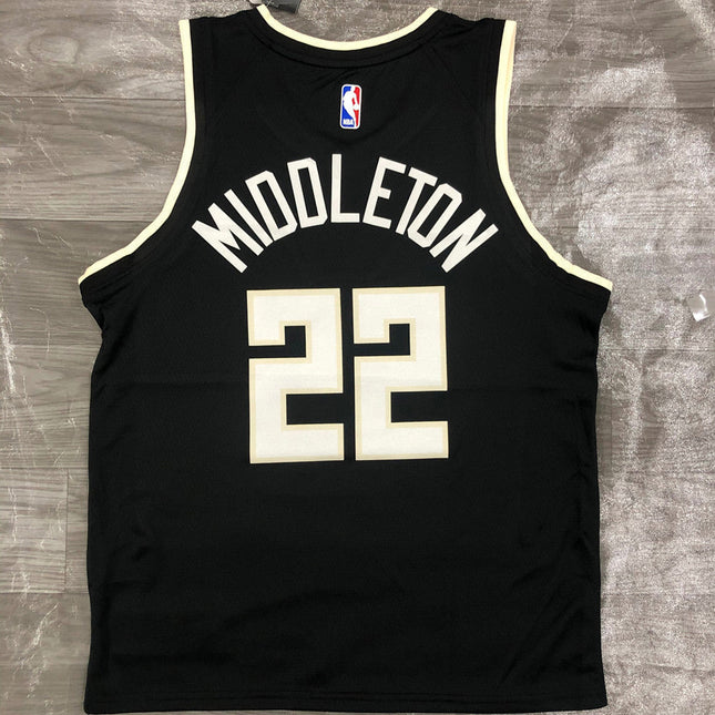 Maglia NBA con Logo a Striscia Nera Milwaukee Buks 2021/22