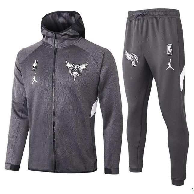 Kit Giacca a Zip con Cappuccio NBA Grigia Hornets 2021/22