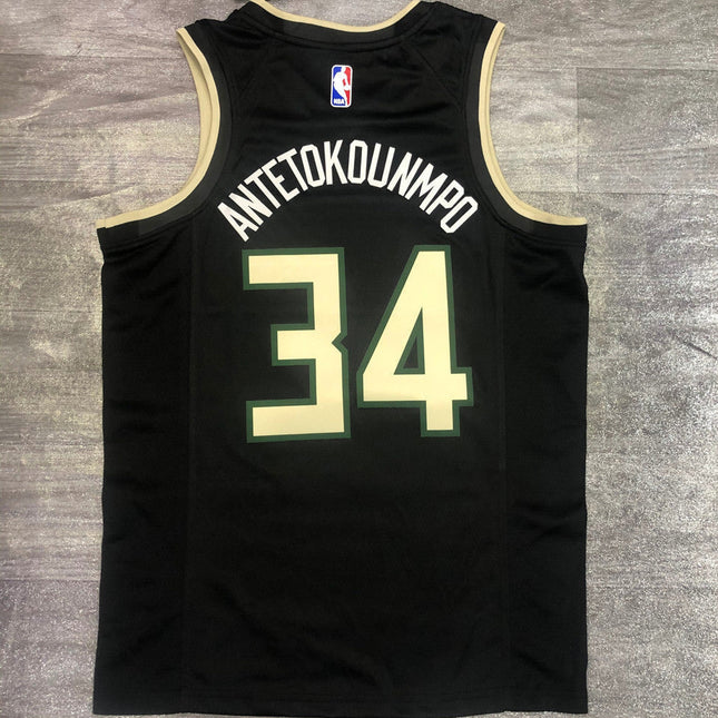 Maglia NBA con Logo Nera Milwaukee Buks 2021/22