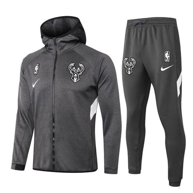 Kit Giacca a Zip con Cappuccio Grigia NBA Milwaukee Buks 2021/22