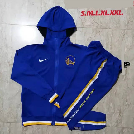 Kit Giacca a Zip con Cappuccio +Tuta NBA Blu Warriors 2021/22