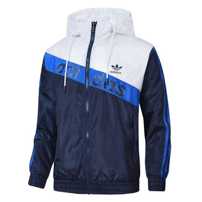 Giacca a Zip con Cappuccio Adidas Bianco-Blu Scuro 2021/22 REPLICA