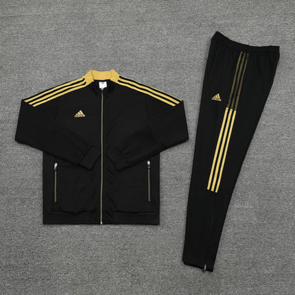 Kit Giacca a Zip + Tuta Adidas Nero/Gialla REPLICA