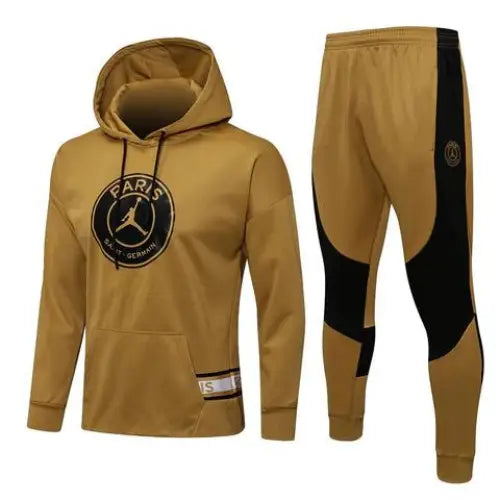 PSG HOODED SWEATSHIRT WITH EMBLEM KIT + PSG X JORDAN GOLD TRACKSUIT 2021/22
