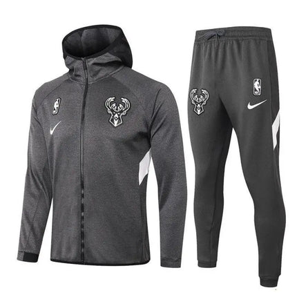 NBA Milwaukee Bucks 2021/22 Grey Hooded Zip Jacket Kit